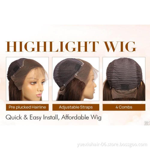13x6 Hd Transparent medium brown Swisss Lace Frontal 100% raw virgin  remy Human Wig for Black with Baby hair vendor